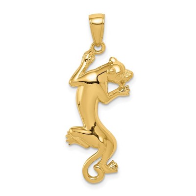Black Bow Jewelry 14k Yellow Gold Solid Polished Panther Pendant, 15 x 35mm