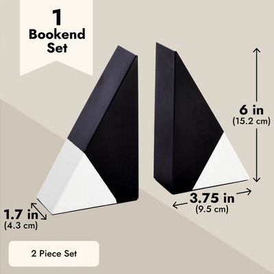 Black and White Marble Geometric Bookends Set
