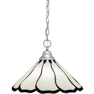 Toltec Lighting Any 1 - Light Pendant in  Brushed Nickel with 16" Pearl & Black Flair Art Glass Shade - 1 of 1