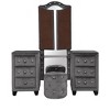 Vynxaria Modern Crystal Tufted 6-Drawer Vanity Set with Stool in Cream Velvet - 2 of 4