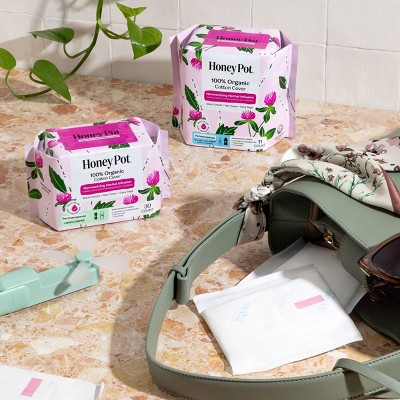 Honey Pot 100% Organic Cotton Cover Harmonizing Herbal Infusion Perimenopause Long Liners - 30ct
