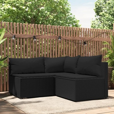 VidaXL 2 Piece Patio Lounge Set with Cushions Poly Rattan Gray