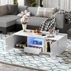 Lyngins Modern High Glossy Rectangle Coffee Table with 16-Color LED Lights, Center Table with Storage (2 Cabinets, 1 Drawer, 1 Shelf) for Living Room - 3 of 4