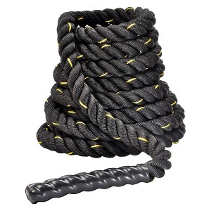 BalanceFrom 3 Strand Thick Training Rope Durable Workout Equipment Battle Rope for Strength, Endurance, Exercise, and Home Gym Fitness, 30 Foot, Black - 1 of 4