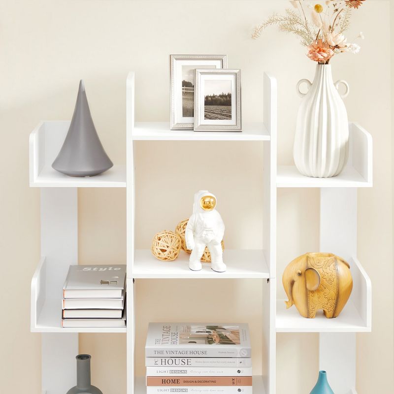 VASAGLE Bookshelf, Tree-Shaped Bookcase with 13 Storage Shelves, Rounded Corners, 9.8¡±D x 33.9¡±W x 55.1¡±H, White, 3 of 7