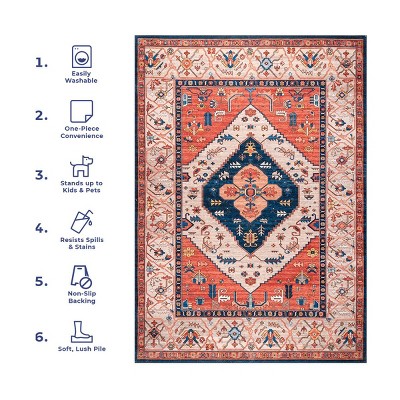 Eco-Friendly Reversible Rust Washable Area Rug, 3' x 5'