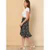 Allegra K Women's Floral Printed Self Tie Knot High-Low Ruffle Hem Wrap Skirt - 4 of 4