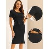 Allegra K Women's Business Square Neck Short Sleeve Peplum Blouse with Fishtail Bodycon Skirts 2-Pc-Set - 2 of 4