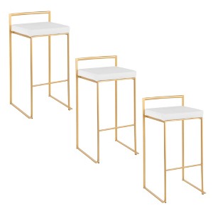 30" Contemporary/Glam Barstool with Padded Velvet Seat and Stackable Design (Set of 3) for Bar or Entertainment Area - 1 of 4