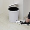 LunaLulinlk 1.5 Gallon Round White Plastic Indoor Step Trash Can for Bathroom - 2 of 4