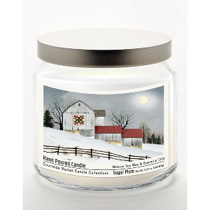 Courtside Market Quilted Barn Sugar Plum 12.8oz Soy Wax Candle Glass Jar with Brushed Silver Metal Lid - 1 of 3