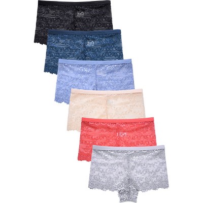 PACK OF 6 SOFRA WOMEN'S FLORAL LACE HIPSTER PANTY (LP9084LH) Multicolor SM