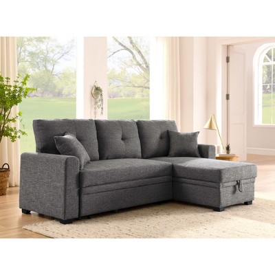 84'' L-Shaped Sectional Sofas Upholstered Sleeper Sofa with Storage Under Chaise and Reversible L/R