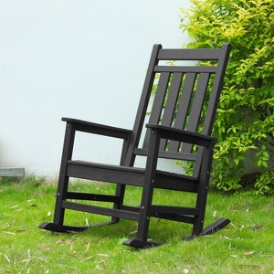 Mlmh & Kngwa 25.4"W Outdoor Rocking Chair with Wood-Texture - 1 of 4