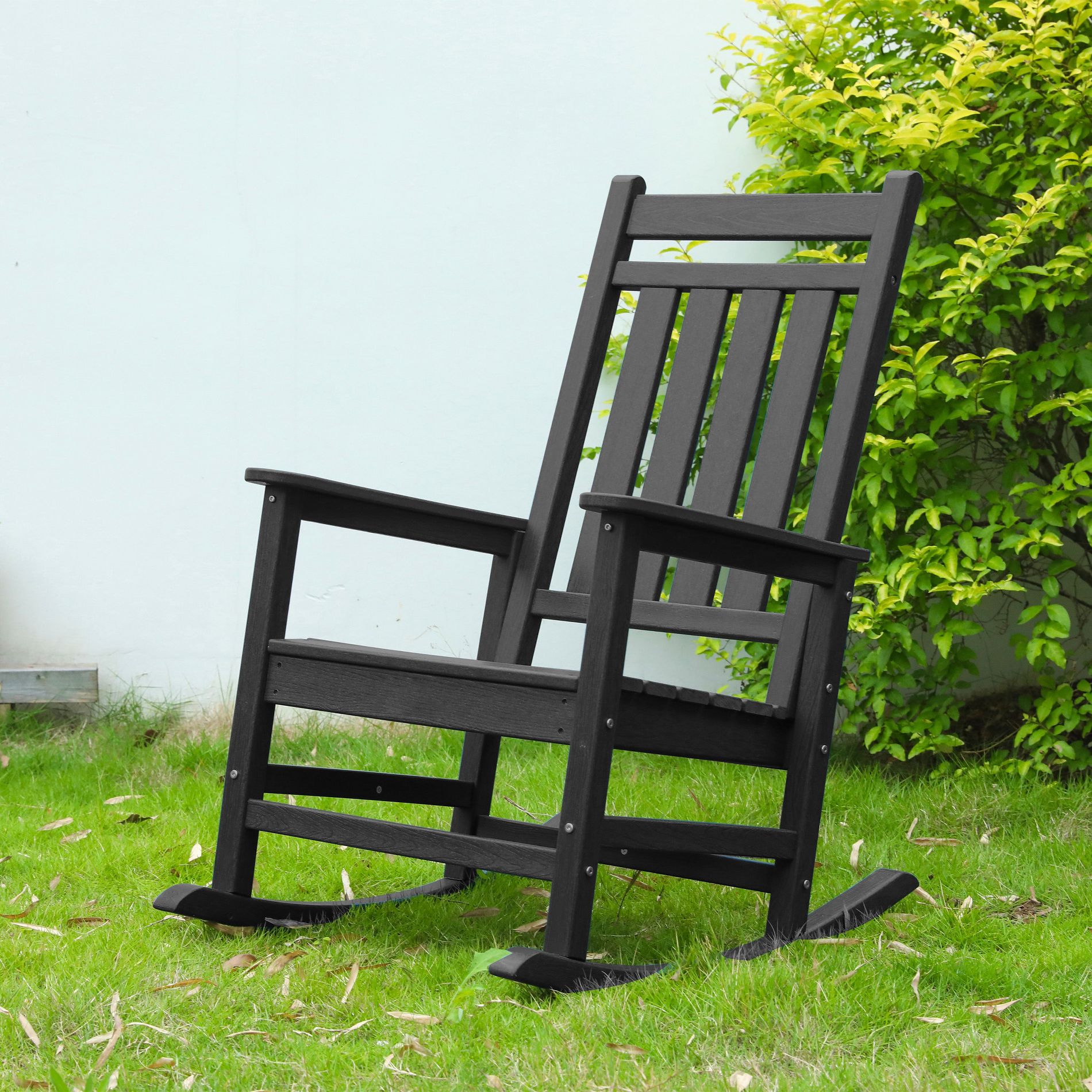 Mlmh & Kngwa 25.4"W Outdoor Rocking Chair with Wood-Texture-Gray