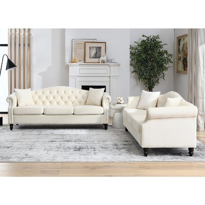 VYNXARIA sofa for Living Room,2 Seater Sofa Tufted Couch with Rolled Arms and Nailhead for Living Room,Bedroom