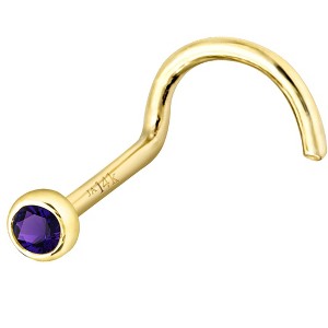 Jewelry Avalanche 22G 14K Gold Bezel-set Amethyst Nose Screw Nose Stud - 1 of 3