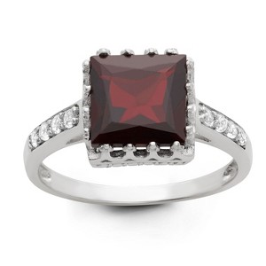 Designs By Gioelli Sterling Silver Garnet, Created White Sapphire Ring - 1 of 2
