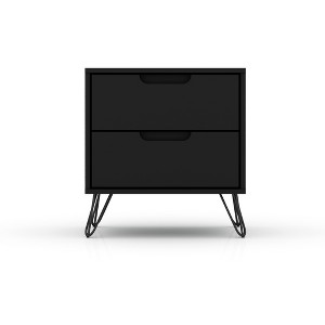 Gulches Black 2-Drawer Mid-Century Modern Nightstand, MDF Bedroom Side Table with Metal Splayed Legs, 11Lb Capacity Smooth Gliding Drawers for Storage - 1 of 4