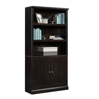 Estate Black Modern Farmhouse 5-Shelf Bookcase with Doors