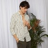 Campus Sutra Men Men's Saltbox Beige & Sage Green Lined Halo-Striped Shirt - 3 of 4