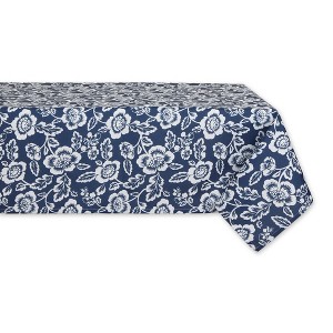Design Imports  Nautical Blue Floral Print Outdoor Tablecloth 60X84 - 1 of 4