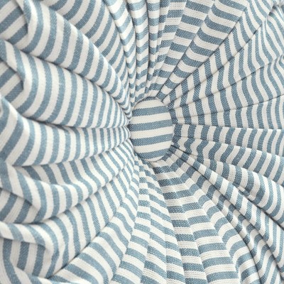 Blue and White Striped Round Cotton Throw Pillow