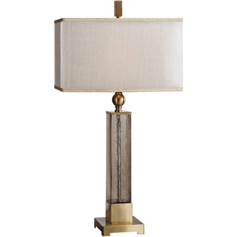 Possini Euro Design 32 1/2 Tall Geometric Mid Century Modern Glam End  Table Lamps Set Of 2 Champagne Gold Living Room Bedroom Off-white Shade :  Target