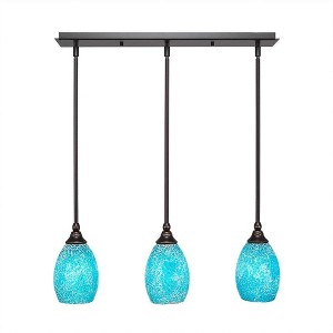 Toltec Lighting Any 3 - Light Chandelier in  Dark Granite with 5" Turquoise Fusion Shade - 1 of 1