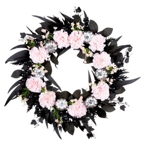 26" Pretty Morbid Pink Carnation Halloween Wreath - National Tree Company - 1 of 4
