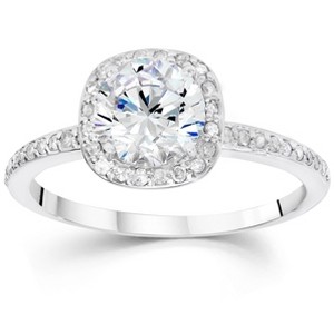Pompeii3 5/8ct Cushion Halo Diamond Engagement Ring 14K White Gold - 1 of 4
