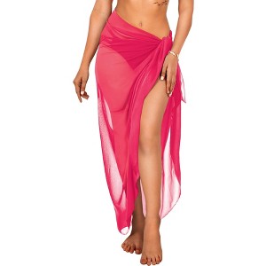 LA LEELA Sarong Coverups for Women Chiffon Swim Cover Up Long Women's Beachwear Pool Beach Wraps Skirt Bikini Cover-ups - 1 of 4