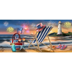 Briarwood Lane Summer Oceanside Fireworks Mini Mat 22x10 Indoor Outdoor For Summer Doormat - 1 of 2