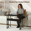 31.5 Inch Folding Desk with Wheels and Storage Shelf, Foldable Computer Table for Small Spaces, Mobile Sofa Table for Home Office Study - 3 of 4
