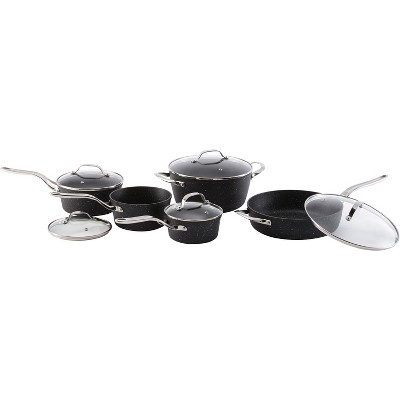 Starfrit The Rock 10-Piece Non-Stick Black Aluminum Cookware Set