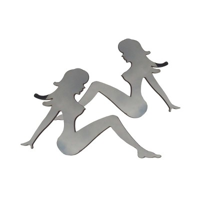 QAA Universal Decal 2 Piece Stainless Trucker Girl, Universal Decal, Each Emblem is Approximately 4.75"x3" SGR11001
