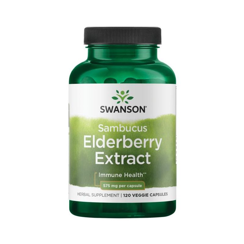 Swanson Herbal Supplements Sambucus Elderberry Extract 575 mg Capsule 120ct, 1 of 7