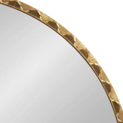 Sebecka 26" Round Gold Leaf Wooden Vanity Mirror