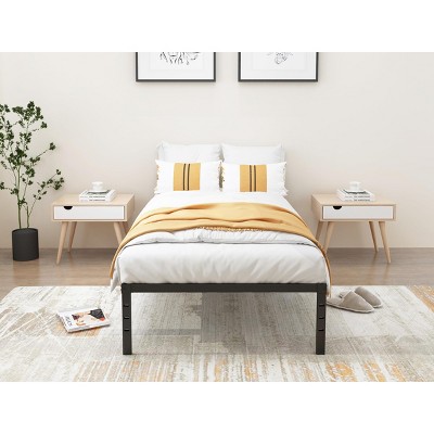 Lirago 14" Heavy Duty Twin Metal Bed Frame 2000lbs Capacity No Box Spring Underbed Storage Black