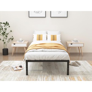 Lirago 14" Heavy Duty Twin Metal Bed Frame 2000lbs Capacity No Box Spring Underbed Storage Black - 1 of 4