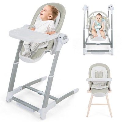 Image of Babyjoy 3-in-1 Baby Swing & High Chair with  8 Adjustable Heights & Music Box Grey 0-3 Years