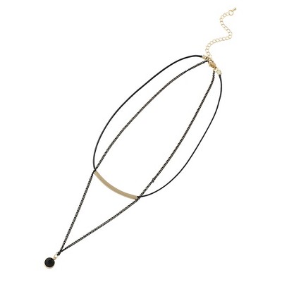 SOHI Women's Onyx Black Bar Charm Multi-Layer Necklace