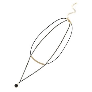 SOHI Women's Onyx Black Bar Charm Multi-Layer Necklace - 1 of 4