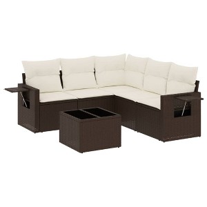vidaXL Garden Sofa Set Brown, Cream white - 1 of 4