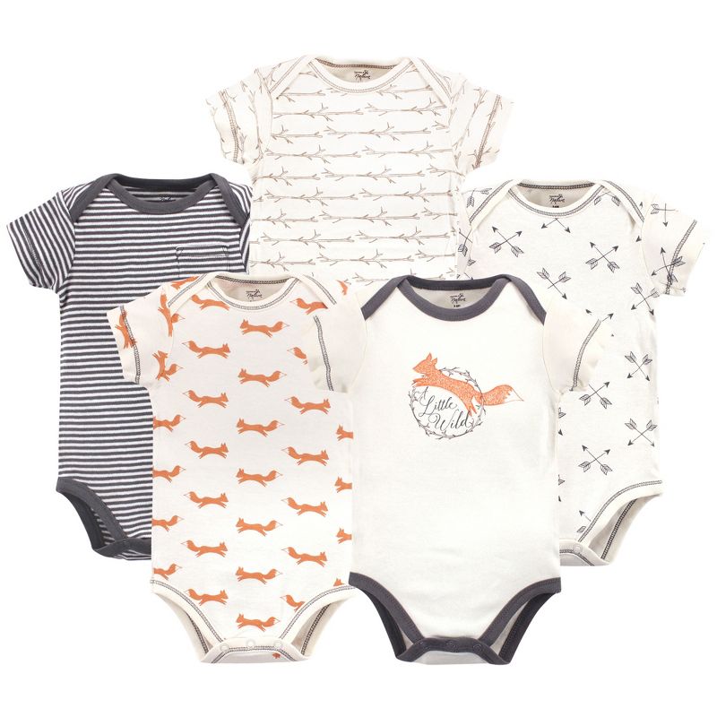 Touched by Nature Baby Boy Organic Cotton Bodysuits 5pk, Fox, 1 of 8