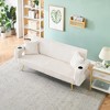 74.01'' Corduroy 3-Seater Sofa Bed with 2 Pillows, Metal Feet, Adjustable Backrest and Cup Holders - 2 of 4