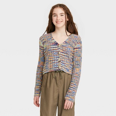 Girls' Boxy Cropped Cardigan Sweater - art class™