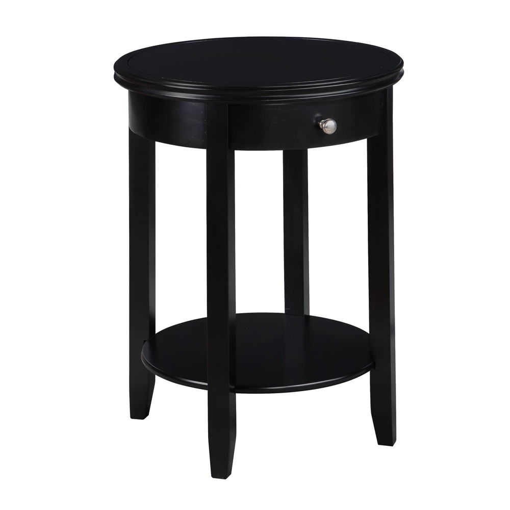 Photos - Dining Table American Heritage Baldwin 1 Drawer End Table with Shelf Black - Breighton
