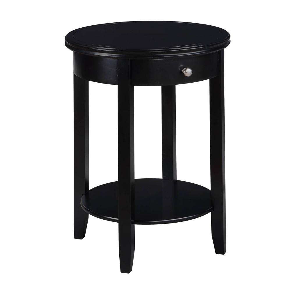American Heritage Baldwin End Table with Storage, Solid Wood Legs - Breighton Home: Traditional Black MDF Rectangle