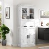 Bathroom Storage Cabinet with Glass Doors, Adjustable Shelves, Drawer, Freestanding Bathroom Modern Cabinet - 3 of 4